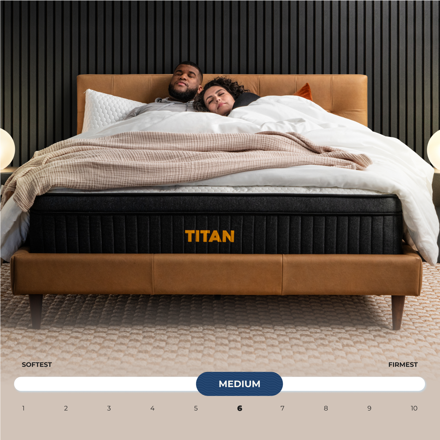titan luxe lifestyle with firmness scale showing medium