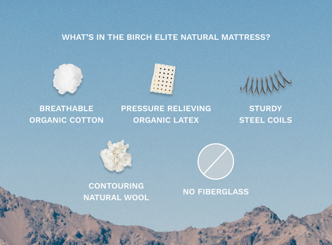 Birch Elite Natural Mattress is made with natural and organic materials for The Mattress Shop, showcasing product thumbnail image for Birch Elite Natural Mattress on the product page.