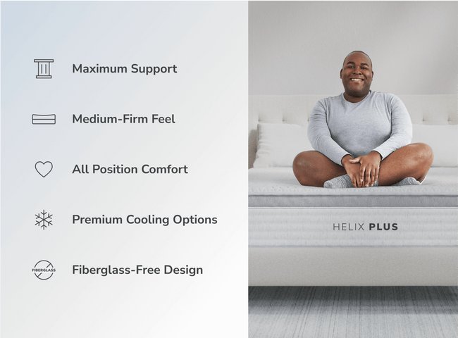 Shop the Helix Plus mattress for The Mattress Shop, showcasing product thumbnail image for Helix Plus on the product page.