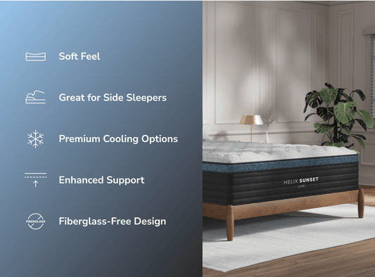 Shop the Helix Sunset Luxe Mattress for The Mattress Shop, showcasing product image for Helix Sunset Luxe on the collection page.