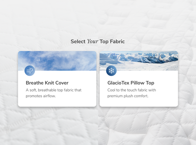 Choose between Helix's two cooling fabrics for The Mattress Shop, showcasing product image Helix Plus on the page: Best Mattresses for Heavy Sleepers page.