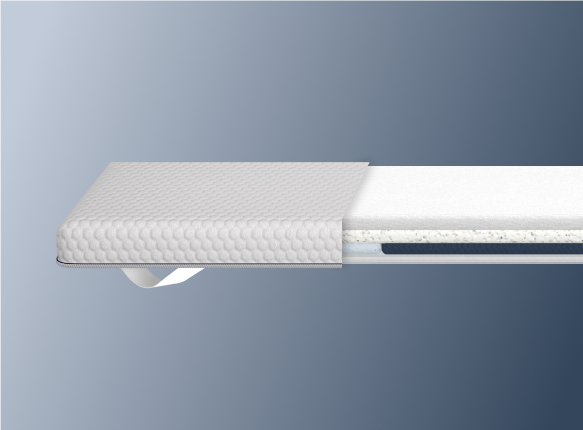 A rendered image of the ErgoAlign Mattress Topper showing the internal layers of the topper
