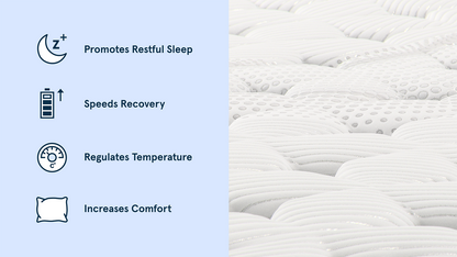 Bear Elite Ultra Hybrid Mattress Celliant cover promotes restful sleep, speeds recovery, regulates temperature, increases comfort