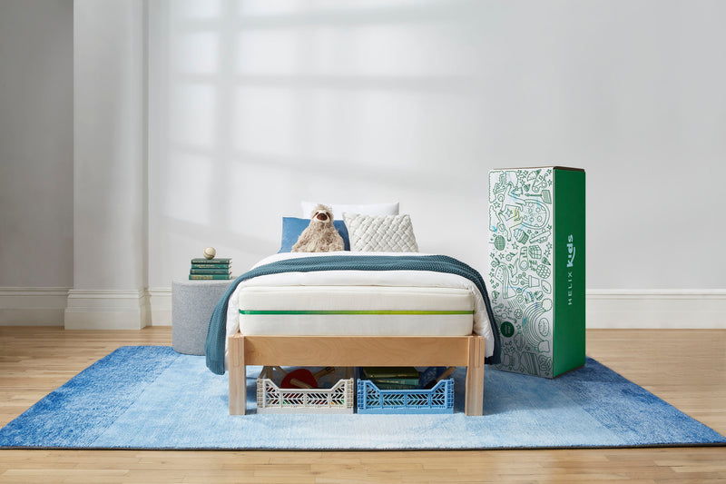 Helix mattress in a kid’s bedroom, designed with comfort and durability for children’s sleep needs.