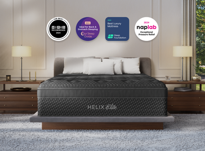 A rendered image of the Dusk Elite mattress in a bedroom scene.