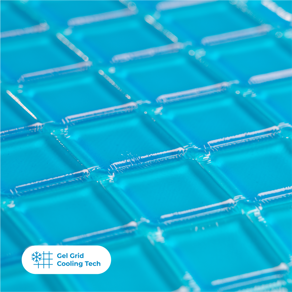 luxury cooling pillow blue cooling grid texture detail