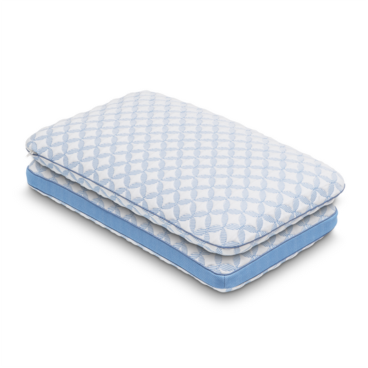 luxury cooling pillow stacked product on white background for The Mattress Shop, showcasing product image for Luxury Cooling Gel Memory Foam Pillow on the collection page.