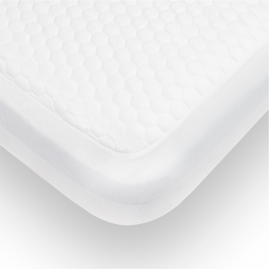 cooling mattress protector corner detail for The Mattress Shop, showcasing product image for Luxury Cooling Mattress Protector on the collection page.