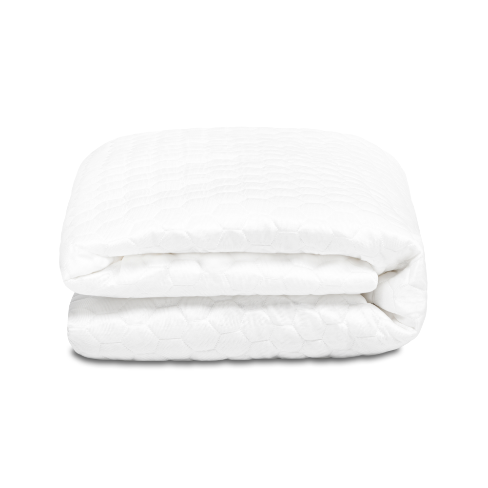 folded cooling mattress protector product on white background
