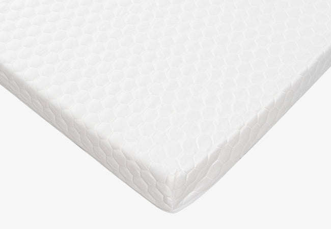Plank Firm Topper angle-cover view showing its enhanced comfort and support features for firmer sleep. for The Mattress Shop, showcasing product thumbnail image for Brooklyn Bedding Plank Firm Topper on the product page.