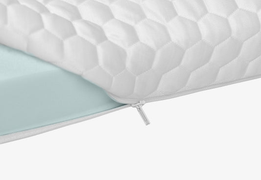 Plank Firm Topper megazoom showcasing its thick, supportive foam layers designed for firmer sleep comfort. for The Mattress Shop, showcasing product image for Brooklyn Bedding Plank Firm Topper on the collection page.