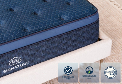 Brooklyn Bedding Signature mattress fiberglass free, GREENGUARD Gold, and CertiPUR-US certified.