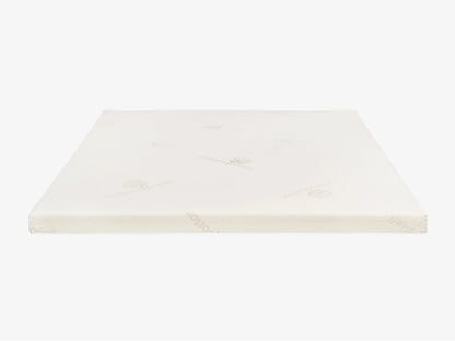 Brooklyn Bedding organic Talalay latex mattress topper front view with pattern cover on white background