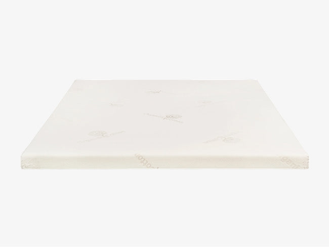 Brooklyn Bedding organic Talalay latex mattress topper front view with pattern cover on white background for The Mattress Shop, showcasing product thumbnail image for Brooklyn Bedding Latex Topper on the product page.