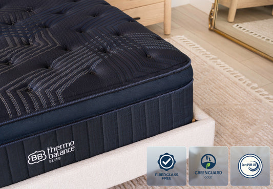 Brooklyn Bedding ThermoBalance Elite mattress fiberglass free, GREENGUARD Gold, and CertiPUR-US certified. for The Mattress Shop, showcasing product image for Brooklyn Bedding ThermoBalance Elite on the collection page.