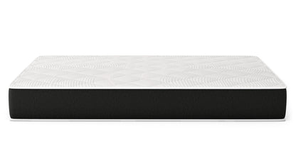 Bear Original mattress full side view with white wave-pattern cover and charcoal base on white background