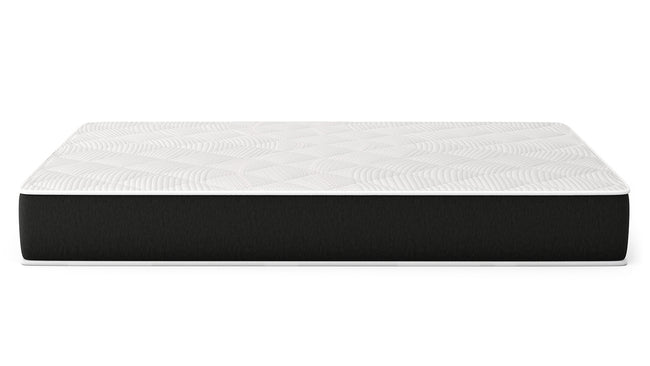 Bear Original mattress full side view with white wave-pattern cover and charcoal base on white background for The Mattress Shop, showcasing product thumbnail image for Bear Original on the product page.