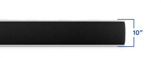 Bear Original mattress side profile showing 10-inch height with white top and dark charcoal base for The Mattress Shop, showcasing product image for Bear Original on the collection page.