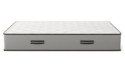 Bear Pro Foam mattress full side view showing gray ribbed base with dual carry handles on white background