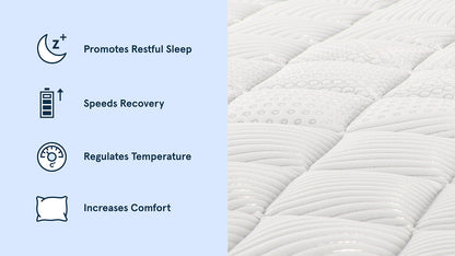 Bear Pro Hybrid Mattress Celliant cover benefits: promotes restful sleep, speeds recovery, regulates temperature