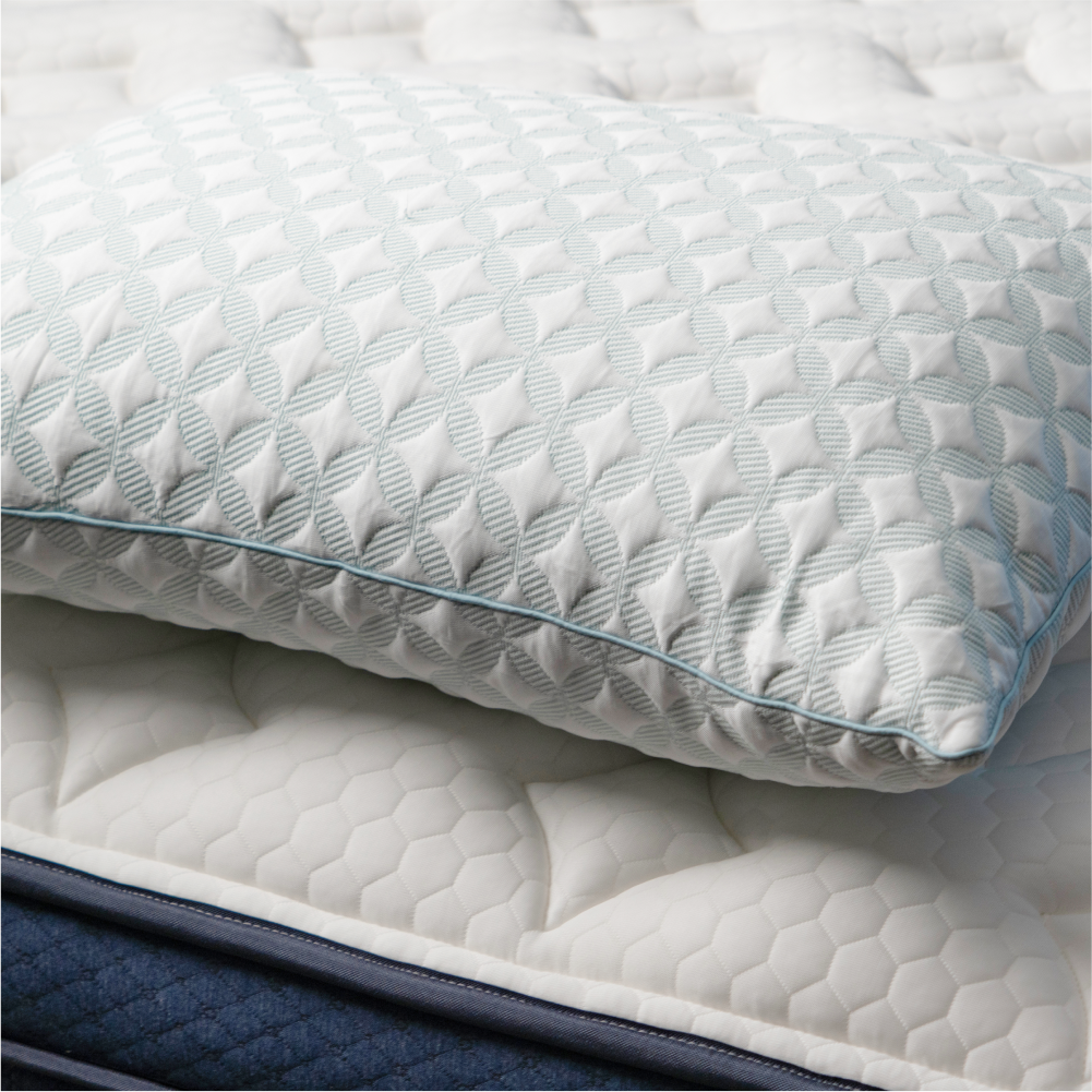 bb shredded foam pillow close-up on aurora mattress