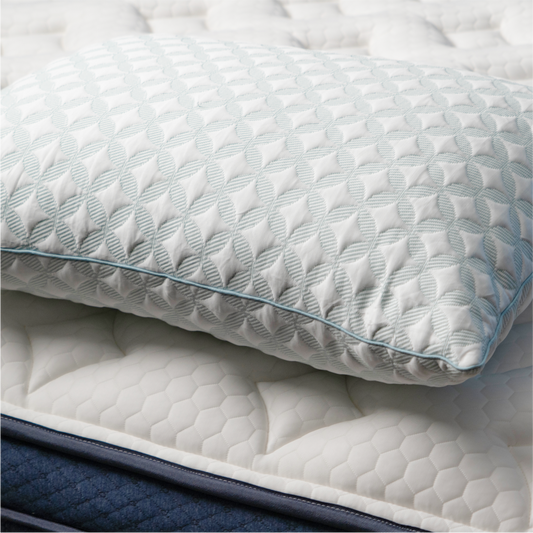 bb shredded foam pillow close-up on aurora mattress