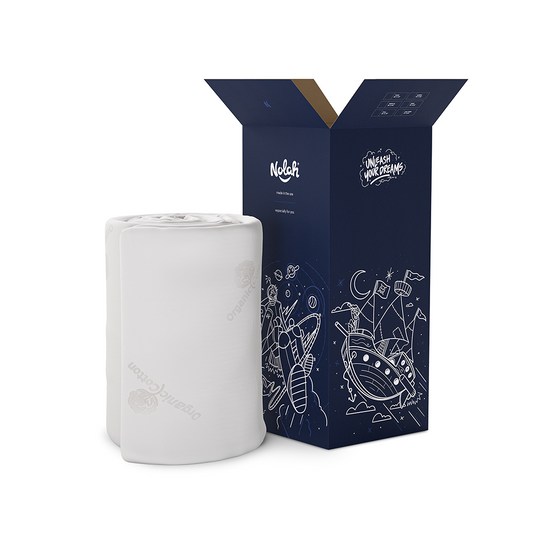 Nolah AirFoam® Luxe Mattress Topper with free shipping box for The Mattress Shop, showcasing product image for Nolah AirFoam™ Luxe Mattress Topper on the collection page.