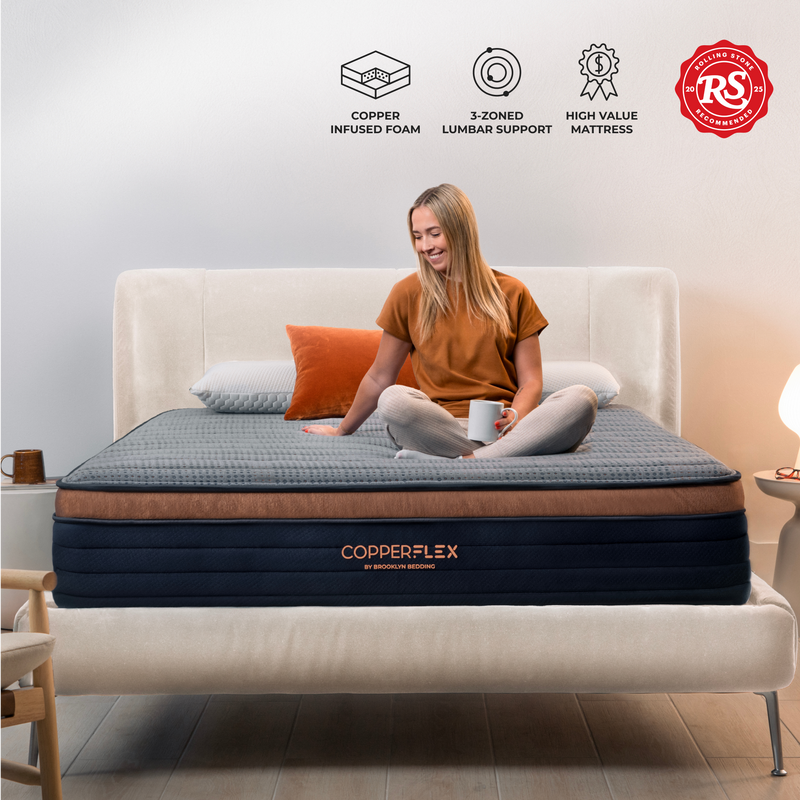 copperflex mattress with mattress features and award badge