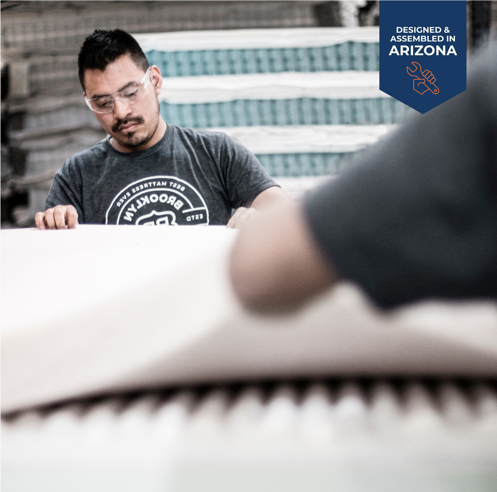 brooklyn bedding factory workers assembling mattress