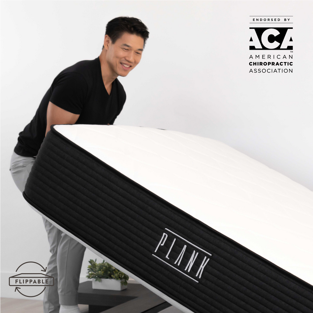 Plank mattress designed for ultra-firm, flippable support endorsed by the American Chiropractic Association