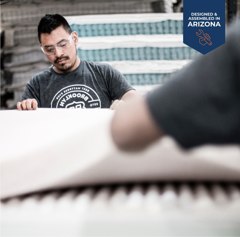 brooklyn bedding factory workers assembling mattress