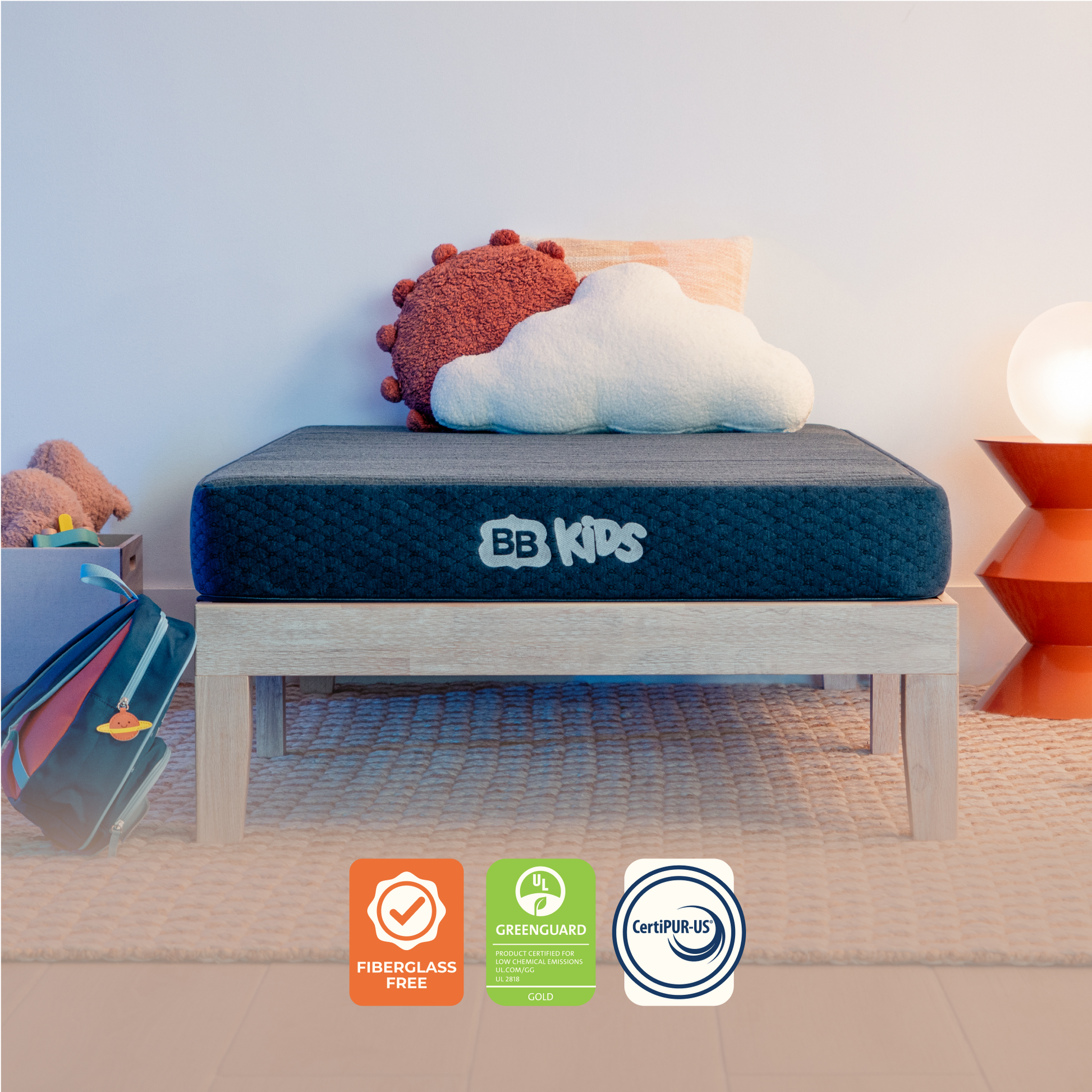 bb kids mattress with certification badges