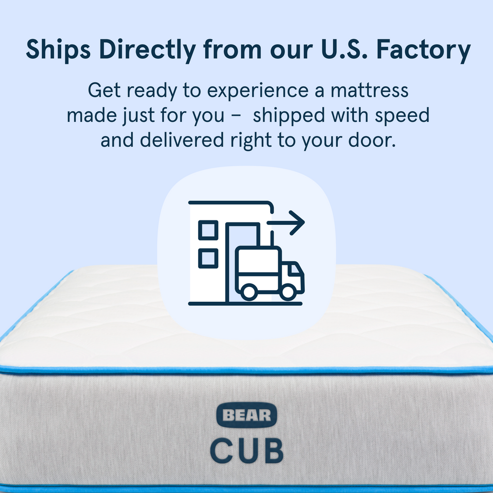 Bear Cub Kids Mattress ships free from U.S. factory
