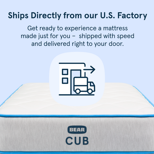 Bear Cub Kids Mattress ships free from U.S. factory