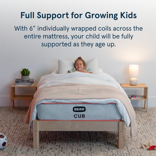 Bear Cub Kids Mattress with coil support core for The Mattress Shop, showcasing product image Bear Cub - Kids Mattress on the page: Best Mattresses for Kids page.