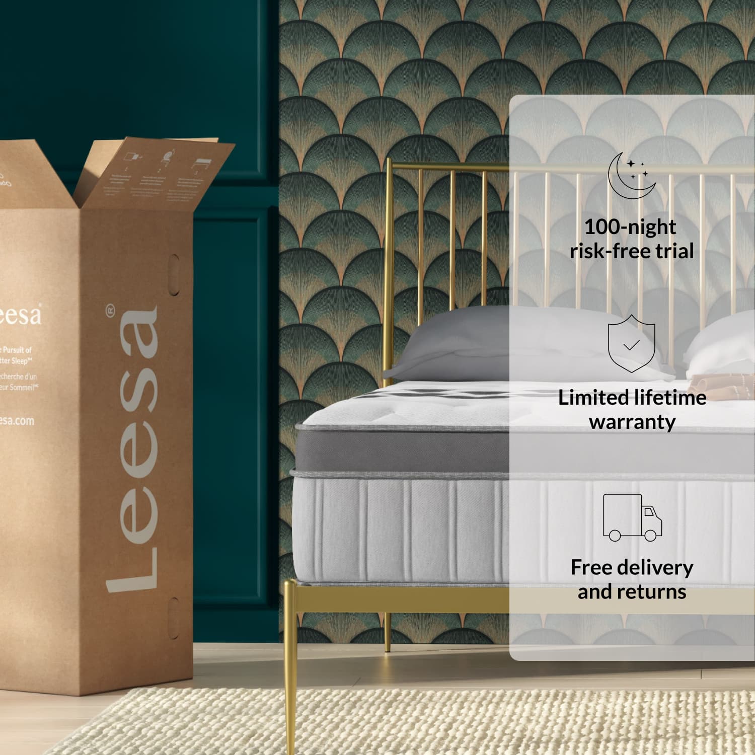 The Leesa Legend Chill Hybrid in a bedroom.