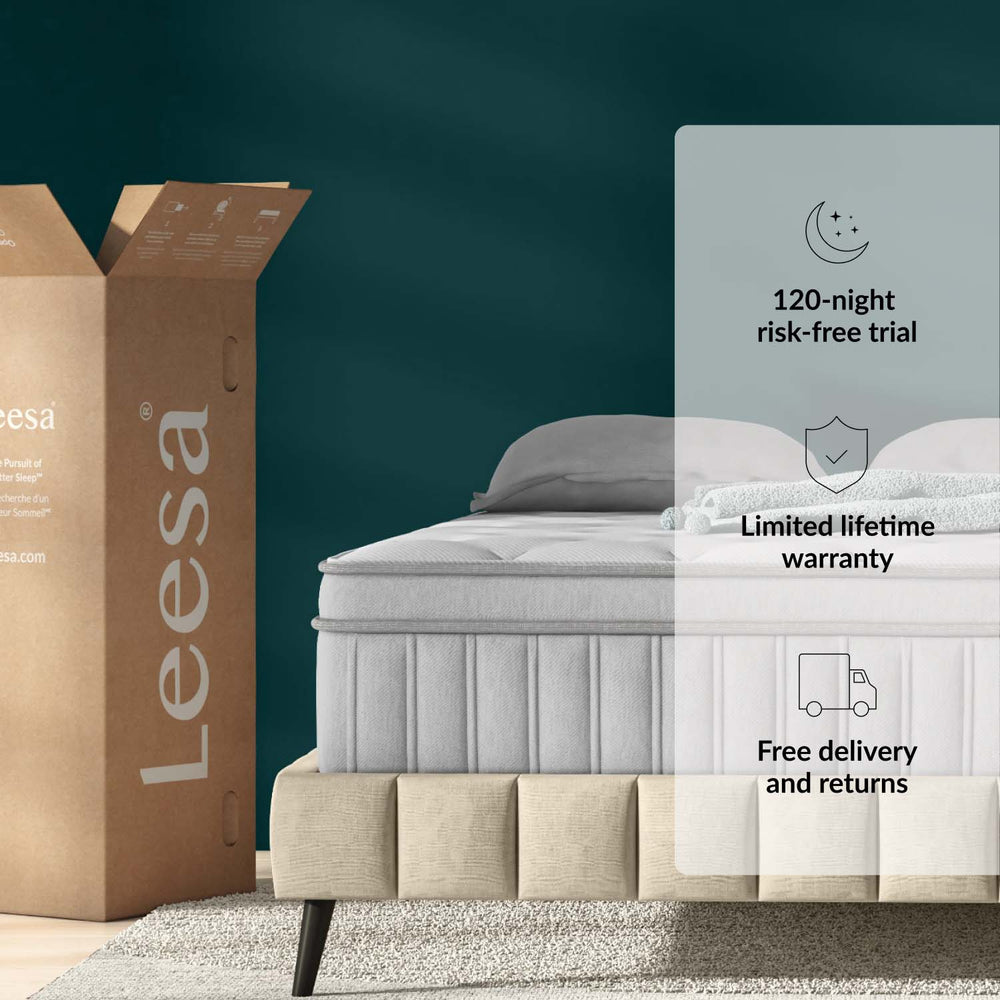 Leesa Chill Oasis mattress showcasing its cooling surface and breathable foam layers for a comfortable sleep experience.