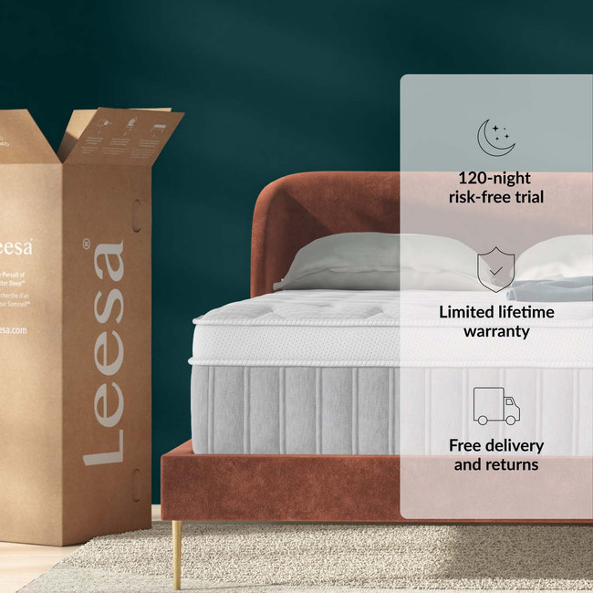 Leesa memory-foam mattress with quilted cover and plush top layer, designed for comfort and support. for The Mattress Shop, showcasing product image Leesa Sapira Chill Hybrid Mattress on the page: Best Hybrid Mattresses page.