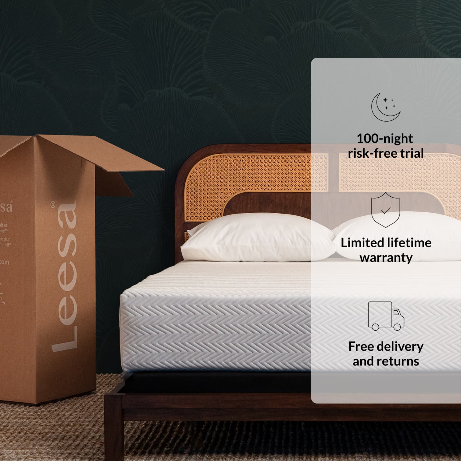 The Leesa Legend Hybrid Mattress in a bedroom.