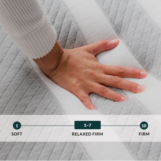 Hand touching the Leesa Original Mattress. for The Mattress Shop, showcasing product image Leesa Original Mattress on the page: Best Memory Foam Mattresses page.
