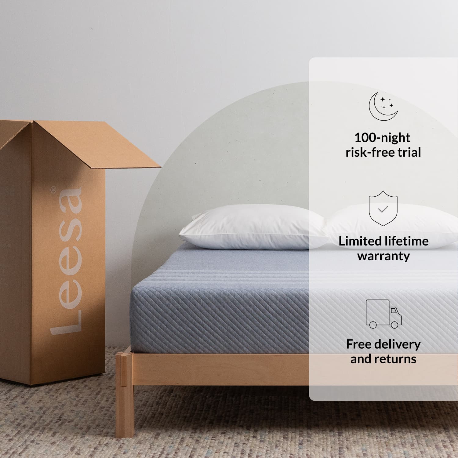 The Leesa Studio Mattress in a bedroom.