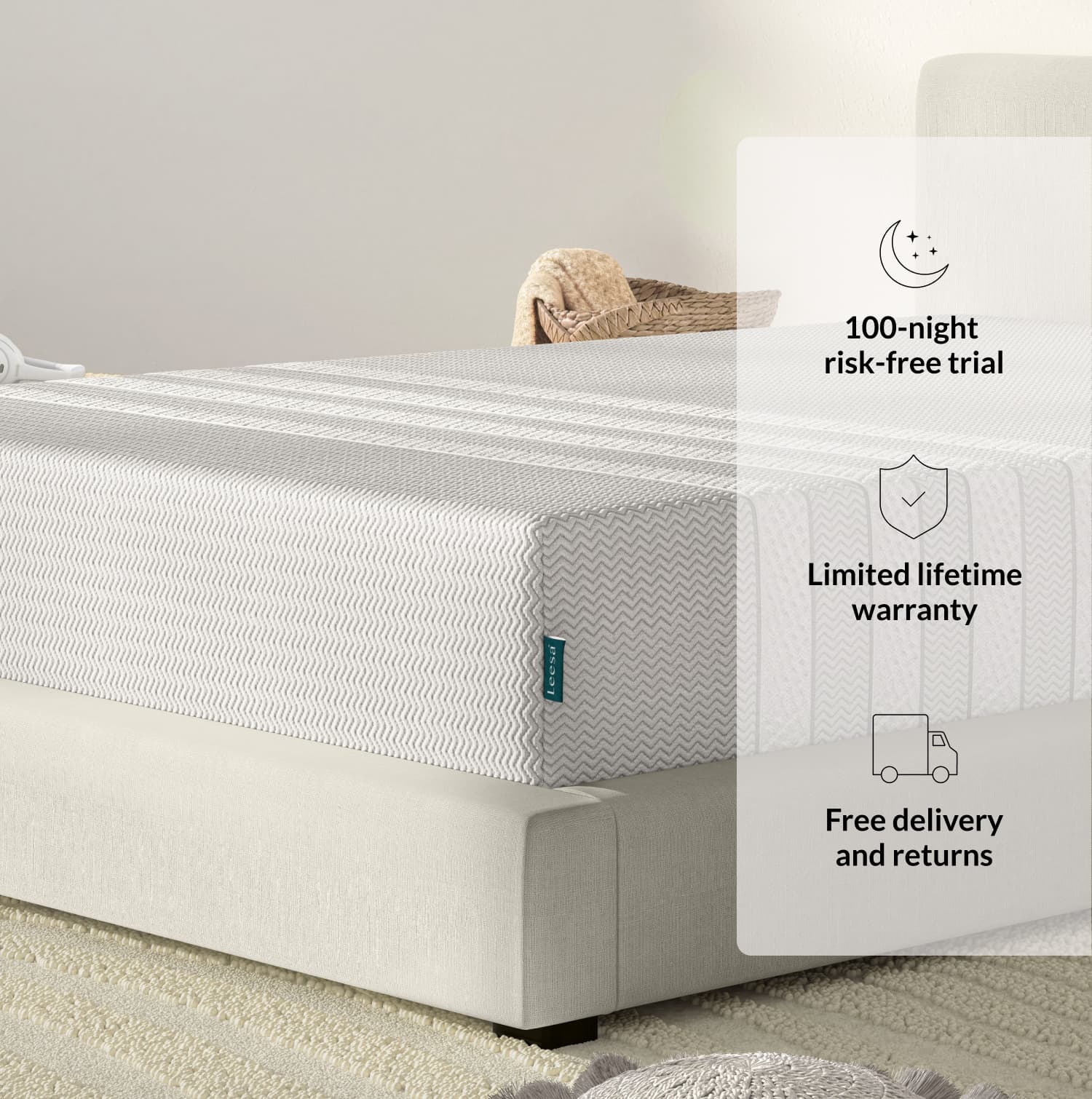 The Leesa Youth mattress in a bedroom.