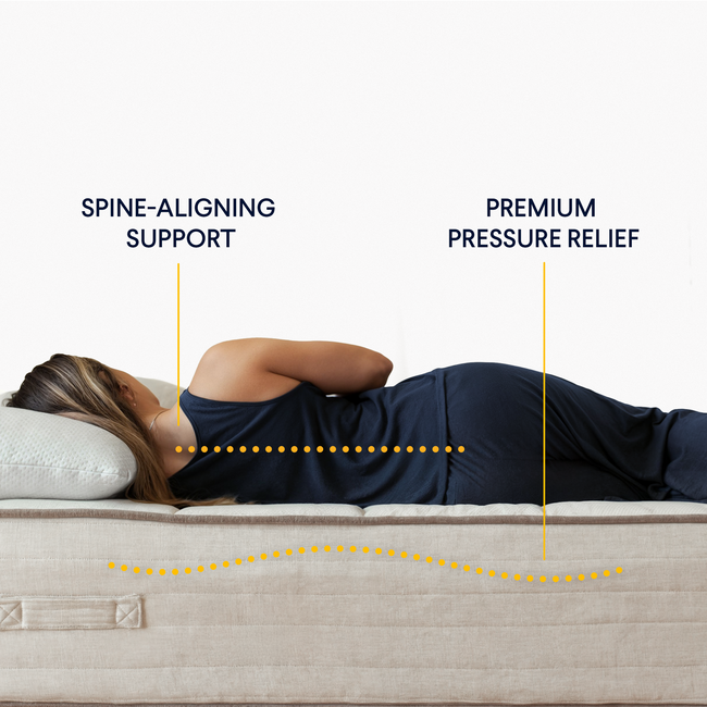 Nolah Natural mattress designed to promote spinal alignment and reduce pressure points for comfortable, pain-free sleep. for The Mattress Shop, showcasing product image Nolah Natural on the page: Best Natural / Organic Mattresses page.