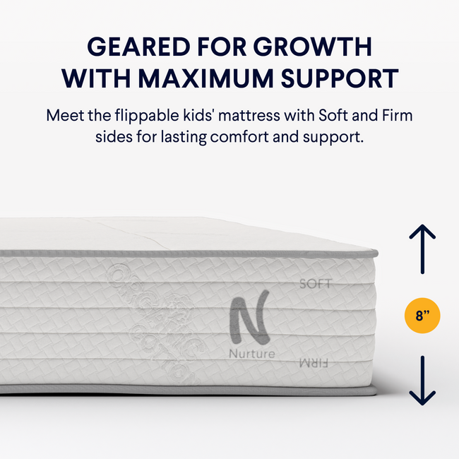 Nolah Nurture hybrid 8-inch kids mattress for The Mattress Shop, showcasing product image Nolah Nurture Kids Mattress on the page: Best Mattresses for Kids page.