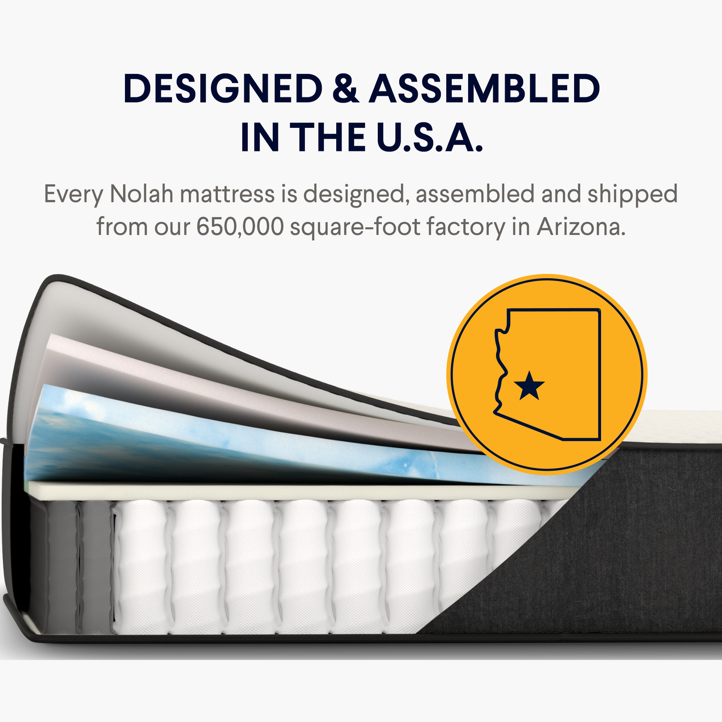 Nolah Signature Hybrid mattress designed and assembled in the USA