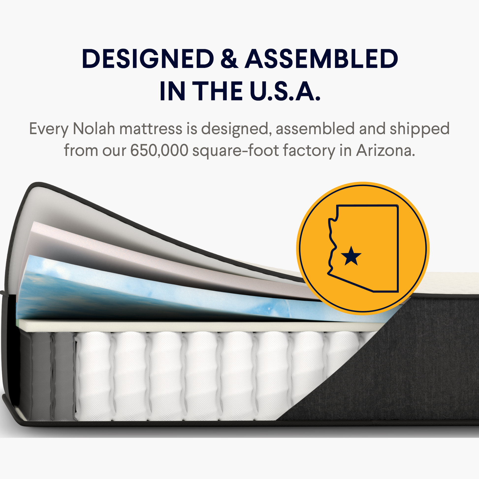 Nolah Signature Hybrid mattress designed and assembled in the USA